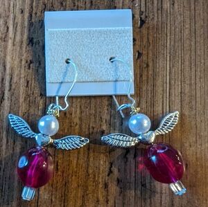 Hot Pink Angel Earrings